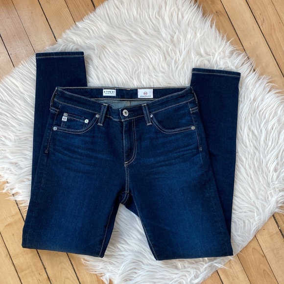 AG B-Type 01 Legging Ankle: Blue Mid Rise Skinny Stretch Jeans, Size 26×28 - Picture 7 of 14